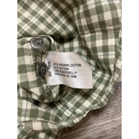 Orvis Mens M Outdoor Long Sleeve Shirt Plaid Green Organic Cotton Blend Button - Picture 8 of 10